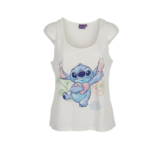 Disney Stitch Women's White Camisole Tank Top M Cotton Casual Cute