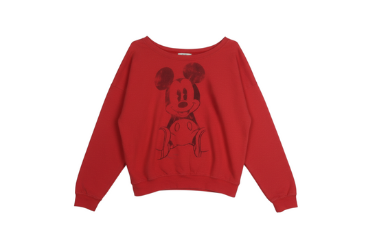 Disney Women Red Mickey Mouse Pullover Sweatshirt Size S Cotton Blend