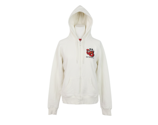 Walt Disney World Women’s White Full Zip Hoodie Size M Embroidered Mickey Minnie