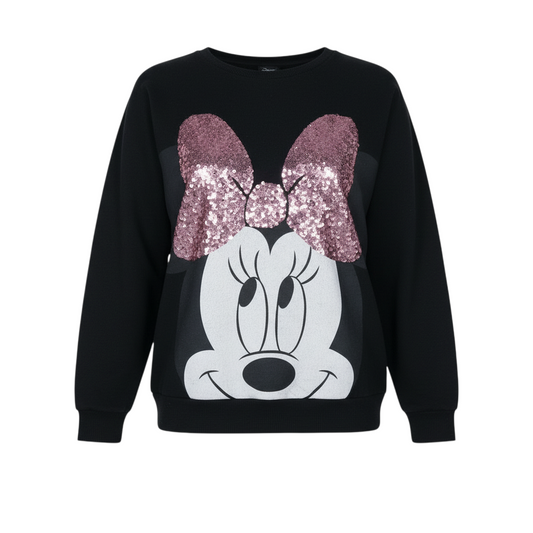 Disney at George Womens Black Sequin Minnie Sweatshirt UK 20-22