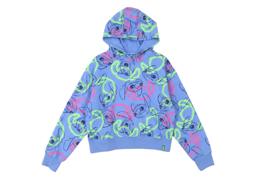 Primark Girls Blue Stitch Pullover Hoodie 13-14 Years Fleece Disney Lilo & Stitch
