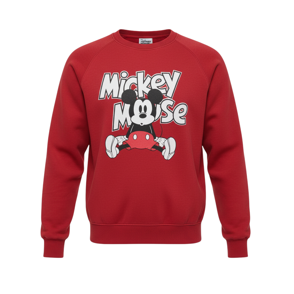 Disney Women Red Mickey Mouse Pullover Sweatshirt Size L 14/16