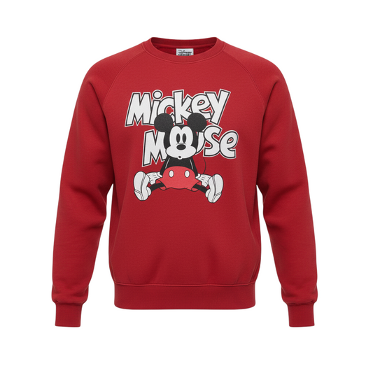 Disney Women Red Mickey Mouse Pullover Sweatshirt Size L 14/16
