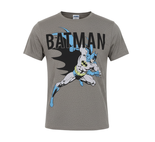 Batman Men Grey Graphic Print Short Sleeve Crew Neck T-Shirt Size M