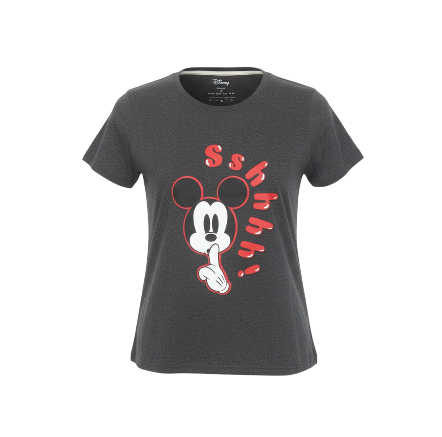 Disney Womens Grey Mickey Mouse Graphic T-Shirt Size M 12-14