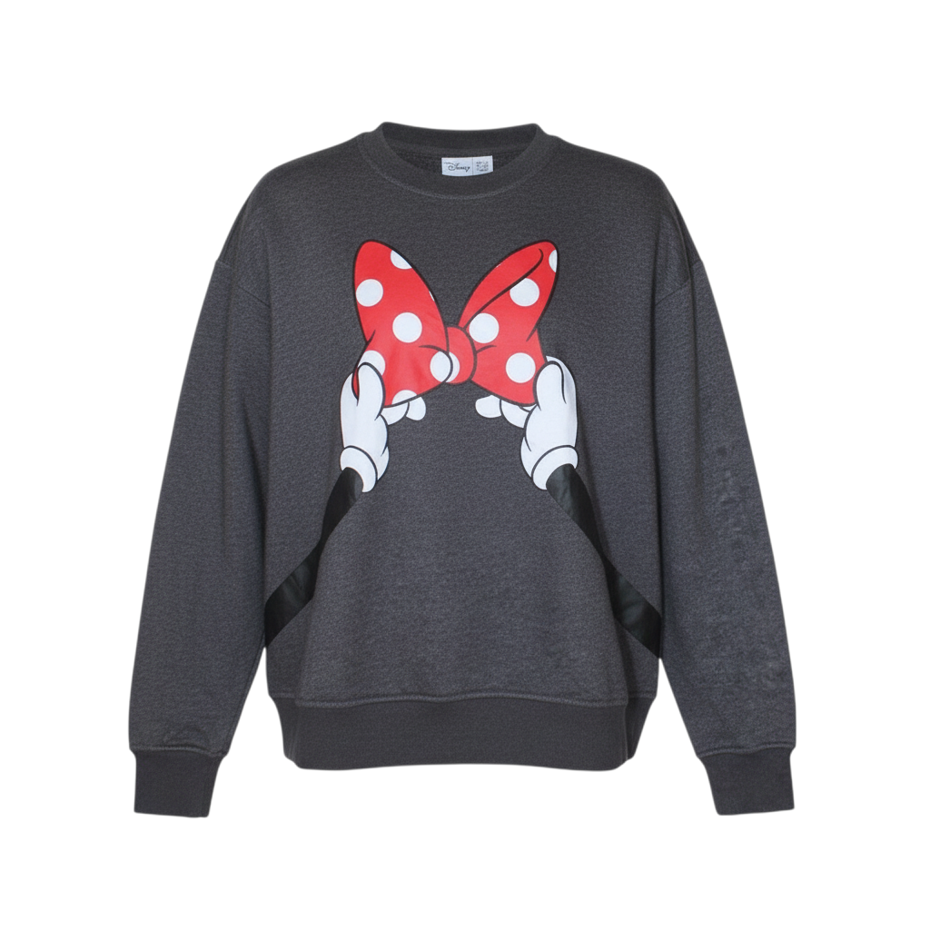 Disney Primark Womens Grey Minnie Mouse Bow Crew Neck Sweatshirt M 12/14