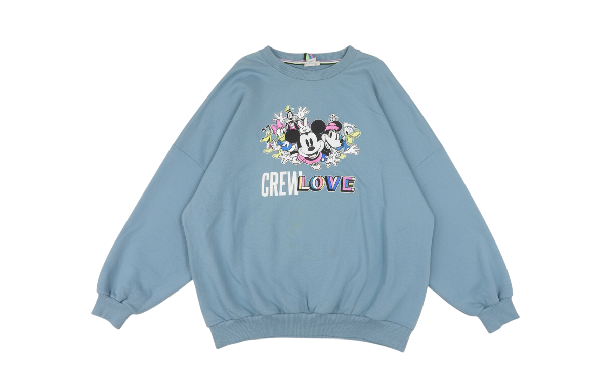 Disney Women Blue Crew Love XL Pullover Sweatshirt Mickey & Friends