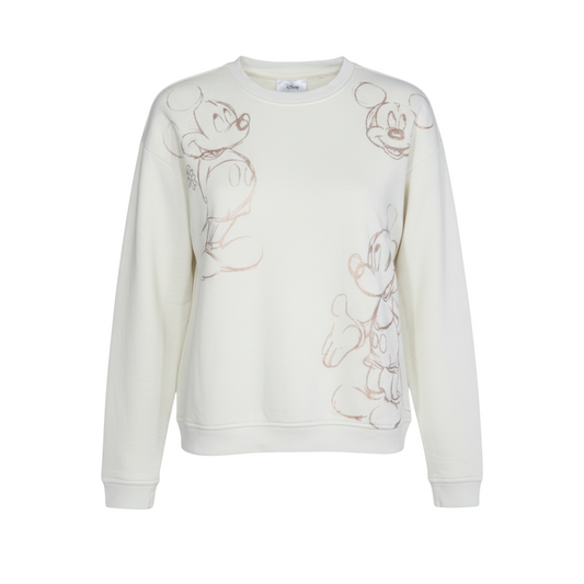 Disney C&A Women White XS Pullover Sweatshirt Mickey Mouse Print