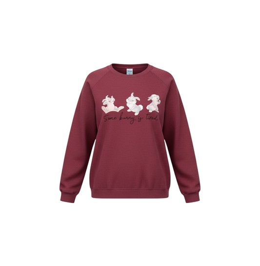 Disney Women XS Red Pullover Sweatshirt Thumper Some Bunny Is Tired