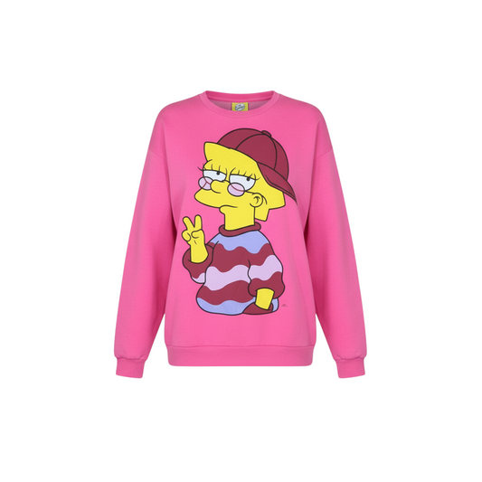 The Simpsons Girls Pink Lisa Graphic Pullover Sweatshirt 13-14 Years