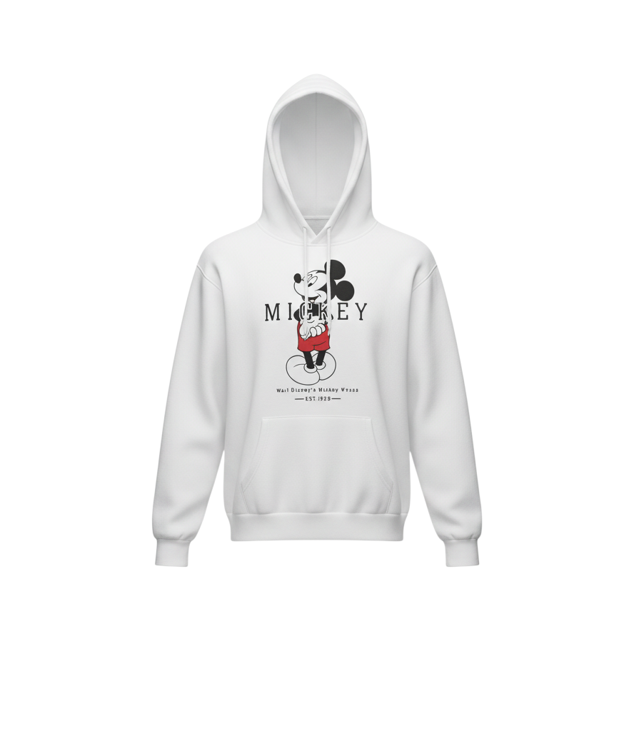 Disney Women White Mickey Mouse Pullover Hoodie Size S