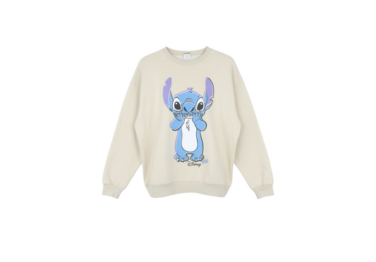Disney Classics at George Women Beige Stitch Sweatshirt L Pullover Cotton Blend