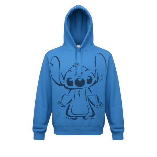 Disney Womens Blue Stitch Hoodie Size L 14/16 Pullover Primark Cares