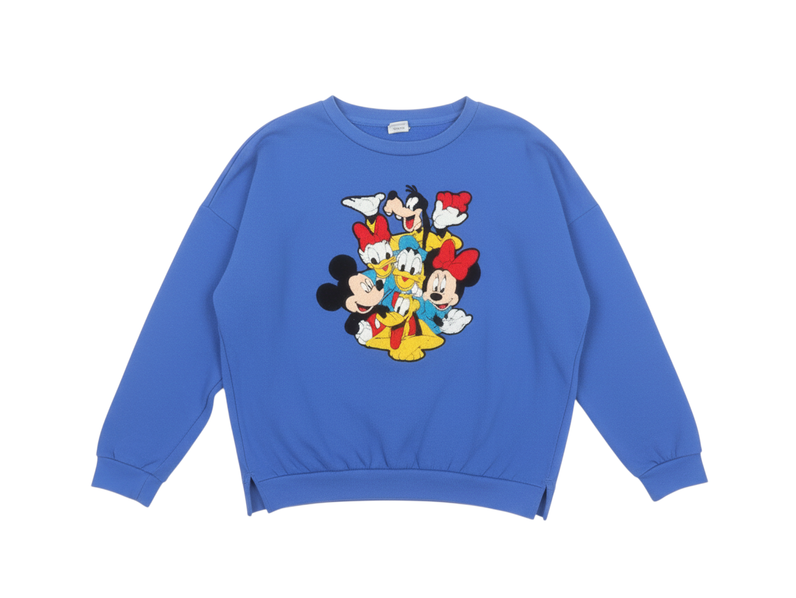 Disney Women Blue Medium Pullover Sweatshirt Mickey & Friends Graphic