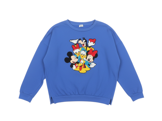 Disney Women Blue Medium Pullover Sweatshirt Mickey & Friends Graphic
