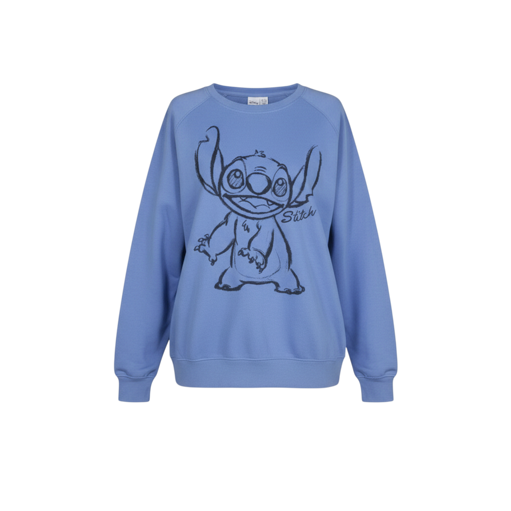 Disney Women Blue Stitch Graphic Sweatshirt Size L 14/16