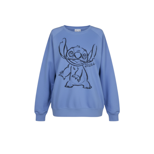 Disney Women Blue Stitch Graphic Sweatshirt Size L 14/16