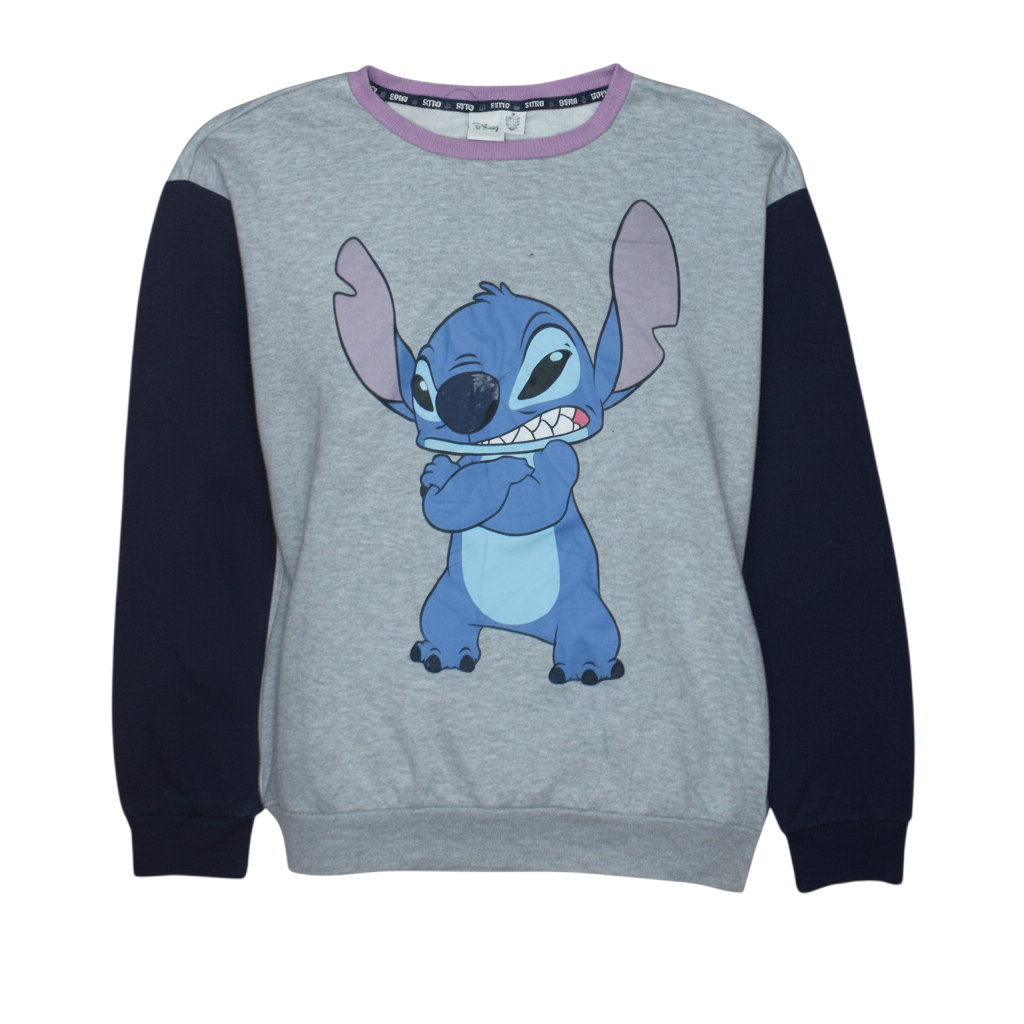 Disney Women’s Grey Stitch Sweatshirt Size M 12/14 Crew Neck