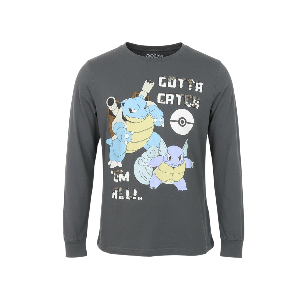 Pokémon Boys Grey Long Sleeve T-Shirt 9-10 Years Blastoise Graphic Top