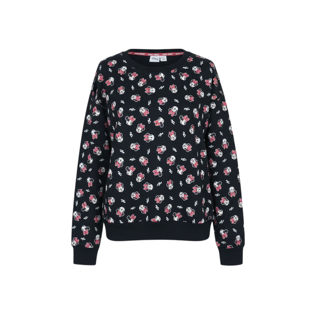 Disney Women Black Minnie Mouse Print Sweatshirt XL