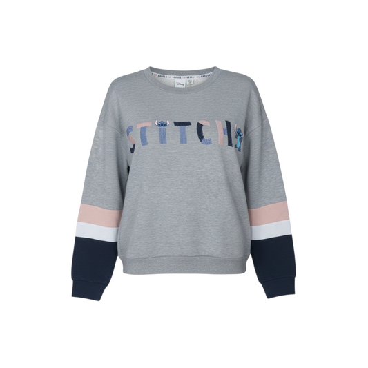 Disney Women Grey Stitch Sweatshirt Pullover Size M Lined Casual