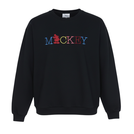 Disney C&A Women's Black Mickey Embroidered Pullover Sweatshirt M