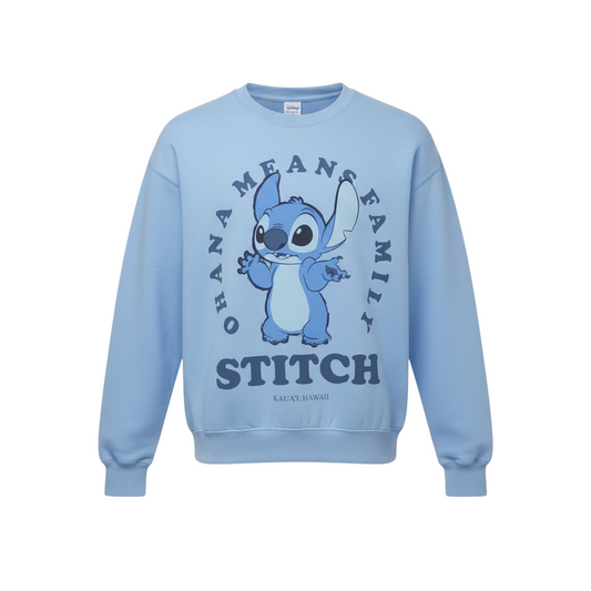 Disney Women Blue Stitch Sweatshirt 2XS Ohana Means Family Pullover