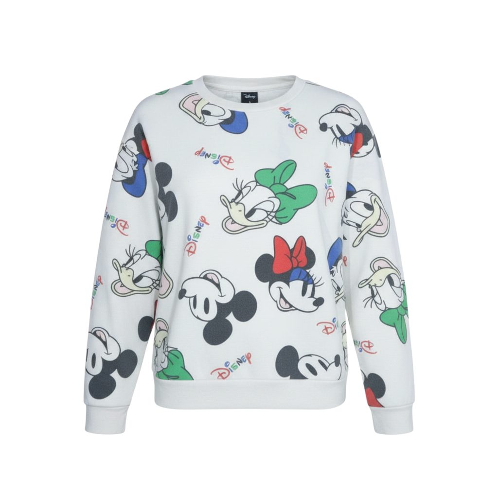 Disney Women White Multicoloured Sweatshirt L Mickey & Friends Print