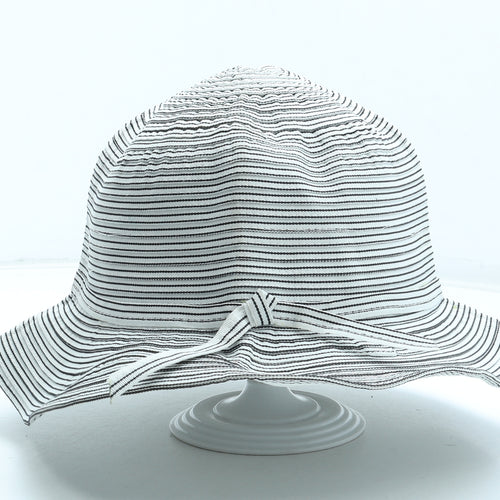 One Up Golf Womens White Striped Polyester Fedora One Size