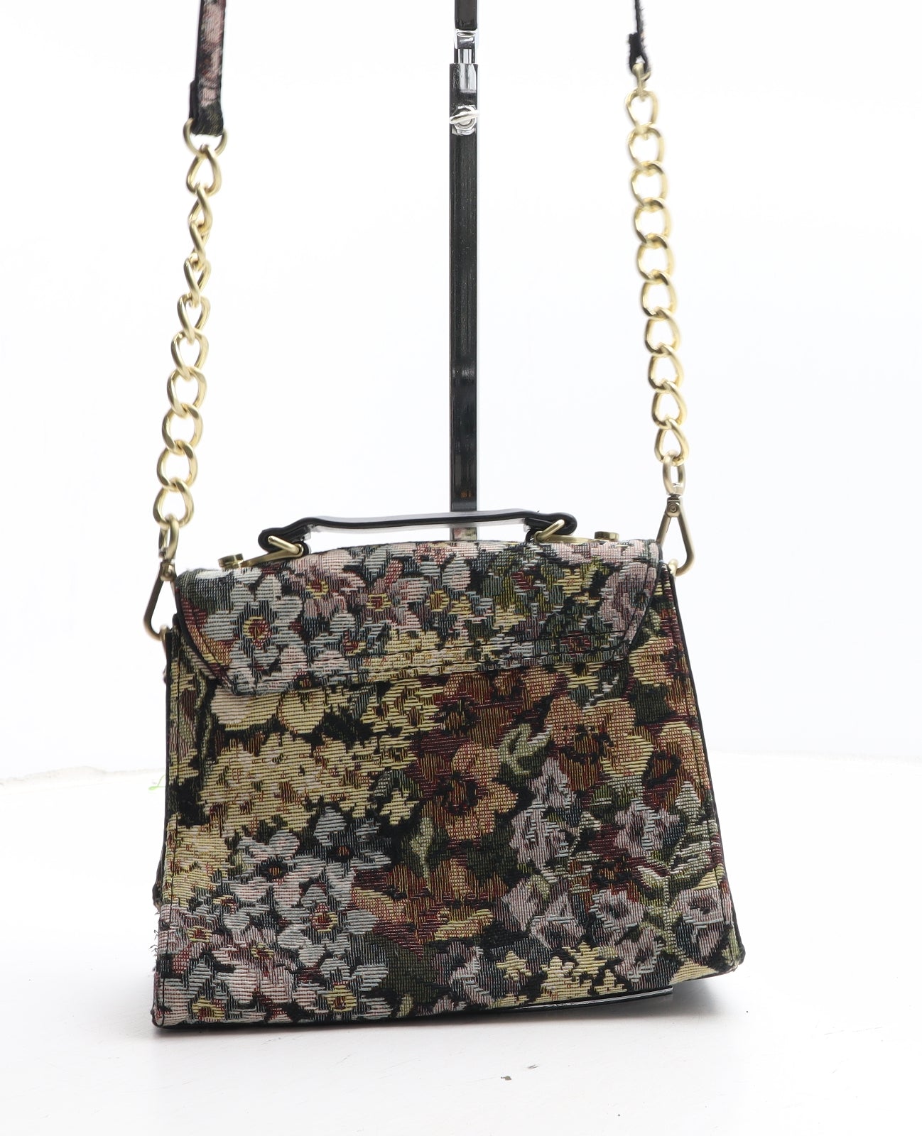 Preworn Womens Multicoloured Floral Polyester Shoulder Bag Size Medium