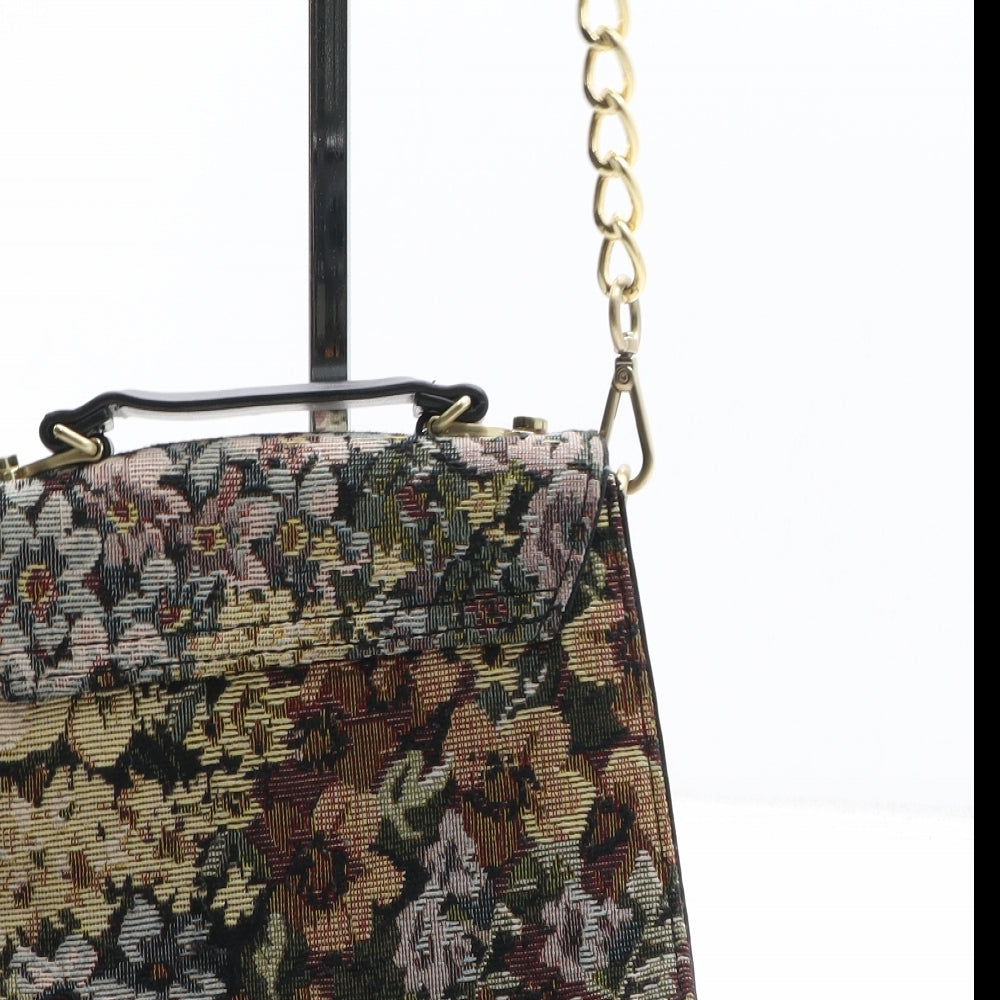 Preworn Womens Multicoloured Floral Polyester Shoulder Bag Size Medium
