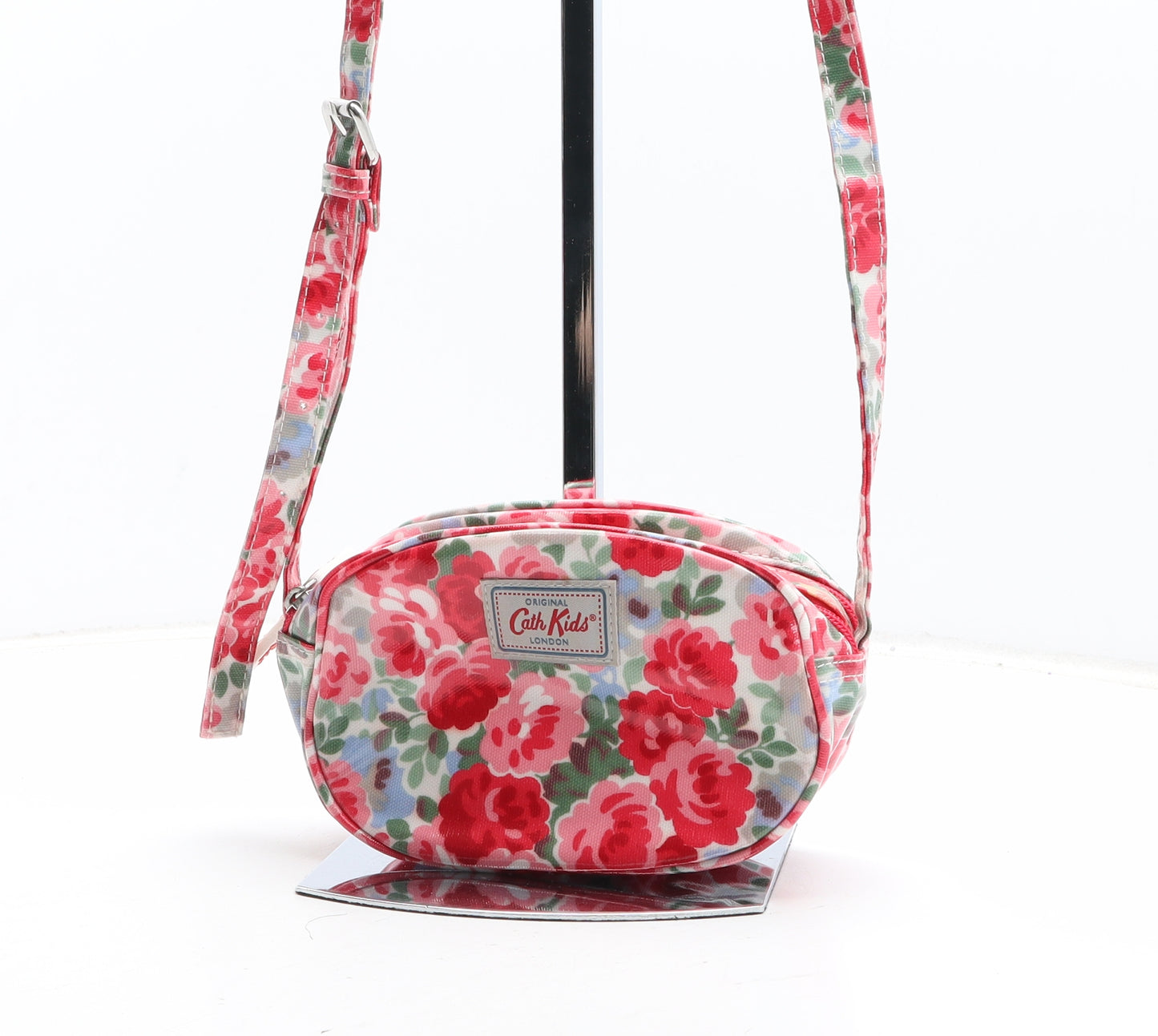 Cath Kids Girls Red Floral Polyester Shoulder Bag Size Mini Zip