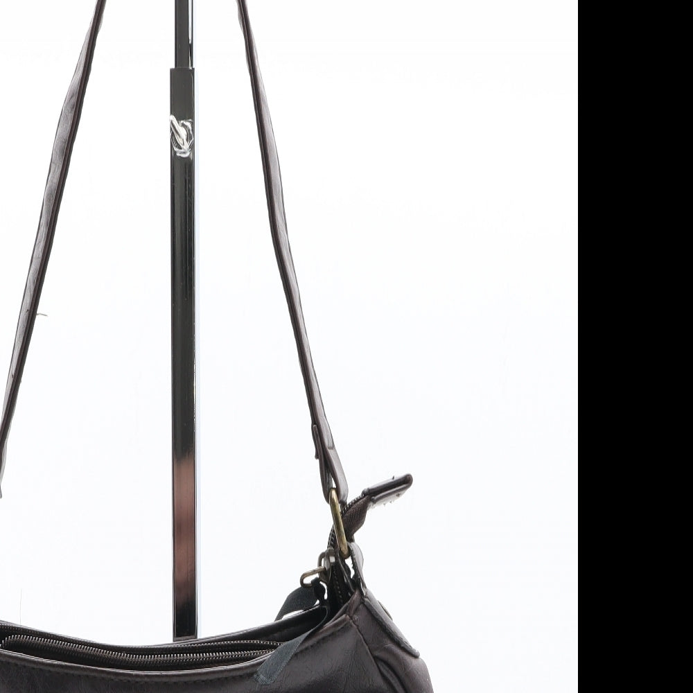 F&F Womens Brown Polyurethane Shoulder Bag Size Small