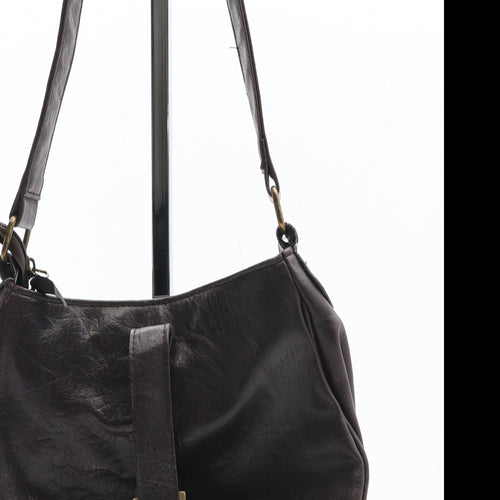 F&F Womens Brown Polyurethane Shoulder Bag Size Small