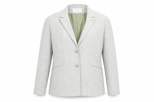 Front view of Autonomy women’s green jacket suit jacket, size UK 16