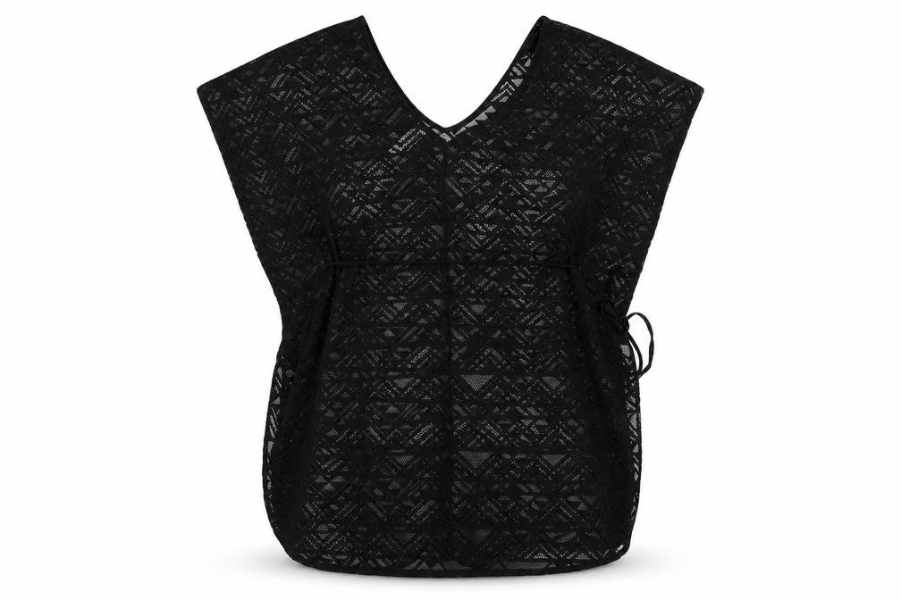 Ocean Club Womens Black Geometric  Tunic Blouse Size 14