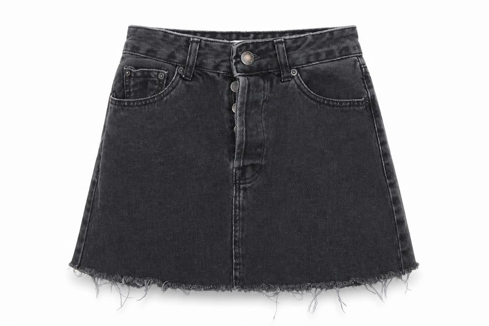 Bershka Womens Grey  Denim Mini Skirt Size 8