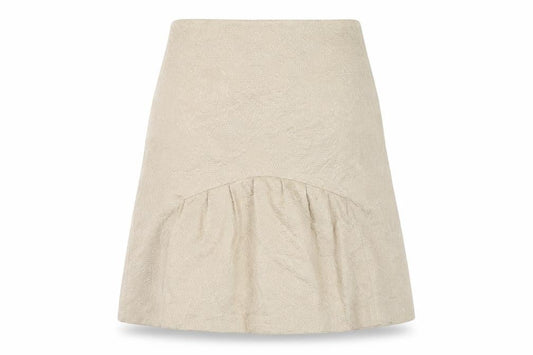 Front view of Carla Zampatti women’s gold a-line skirt, size UK 8