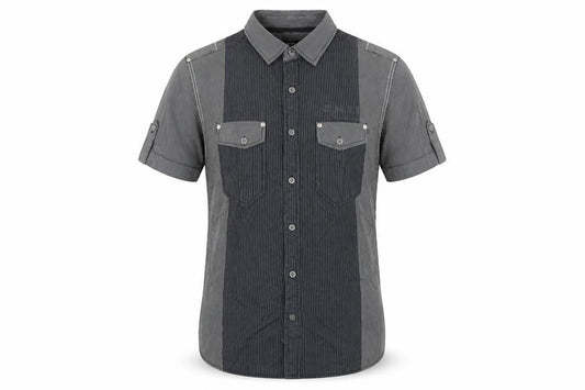 Front view of George men’s grey striped button-up, size S