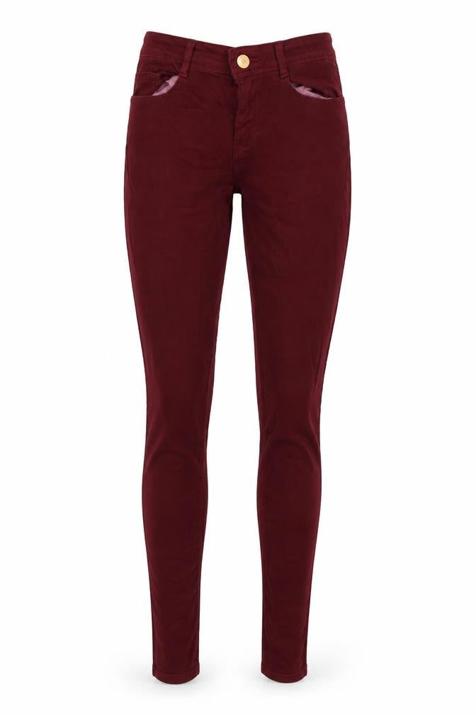 Zara Womens Red Denim Skinny Jeans Size 8 L30 in - Burgundy