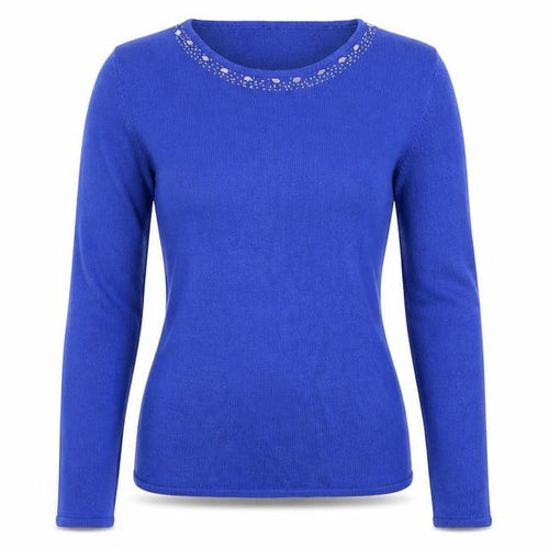 Pure & Natural Womens Blue  Knit Pullover Jumper Size 10  - beaded