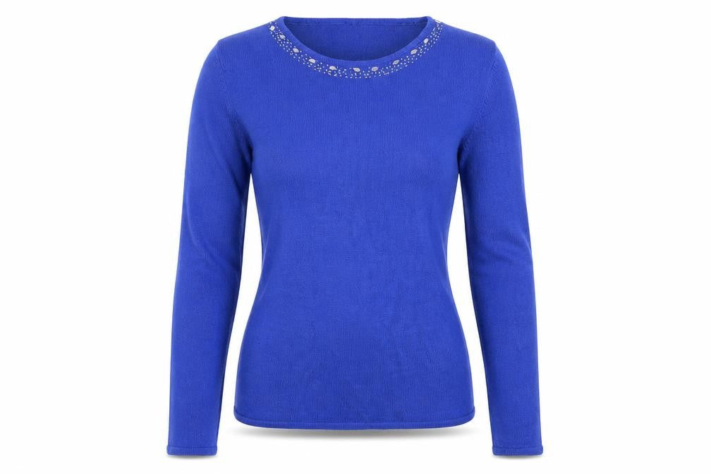 Pure & Natural Womens Blue  Knit Pullover Jumper Size 10  - beaded