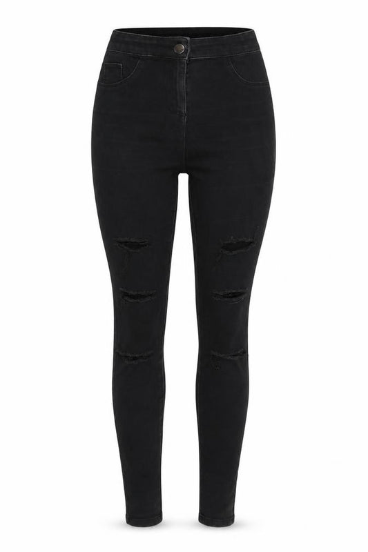 Front view of Matalan women’s black denim jegging jeans, size UK 10, 28-inch leg