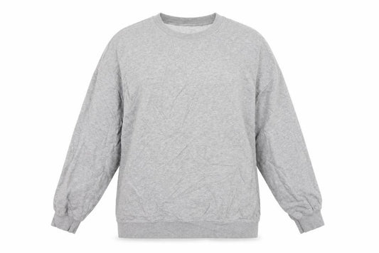 Front view of Divided by H&M women’s grey jersey pullover sweatshirt, size M