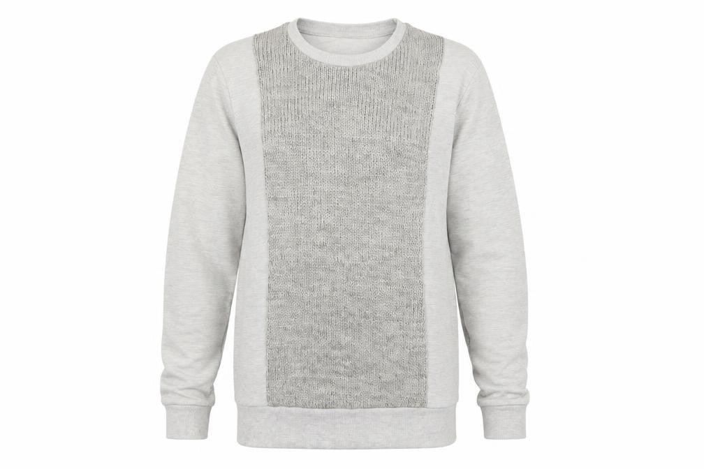Front view of ASOS men’s grey pullover sweatshirt, size M