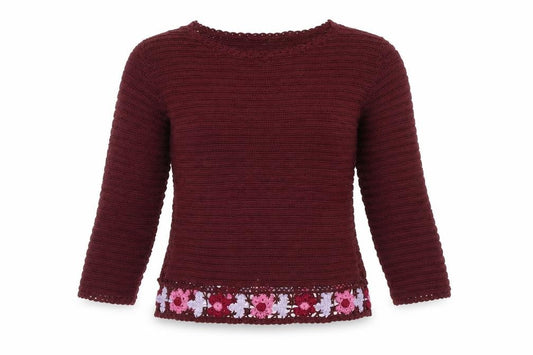 Front view of Soon women’s purple jumper, size UK 10