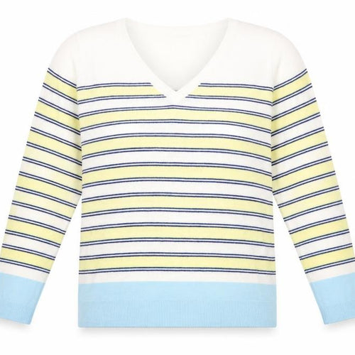 Marks and Spencer Womens White Striped  Pullover Jumper Size 14