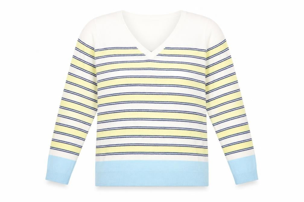 Marks and Spencer Womens White Striped  Pullover Jumper Size 14