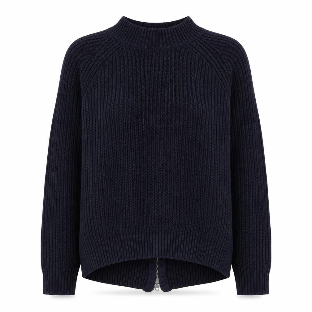 Front view of H&M women’s blue knit jumper, size S