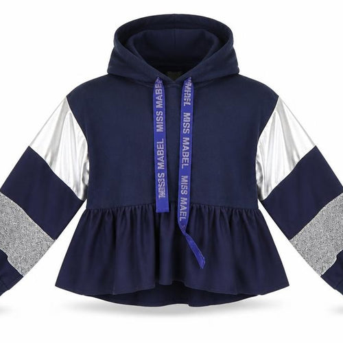 Mabel Doll Girls Blue   Henley Hoodie Size XL